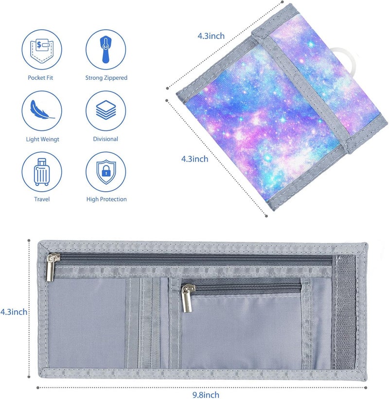 Maplerich Kids Trifold Wallet for Boys 4-12Years, Velcro Wallet with Card Holders, Perfect Children's Birthday Gift - Toddler Wallet for Boys, Trifold Wallet for Kids (starry) - Image 3